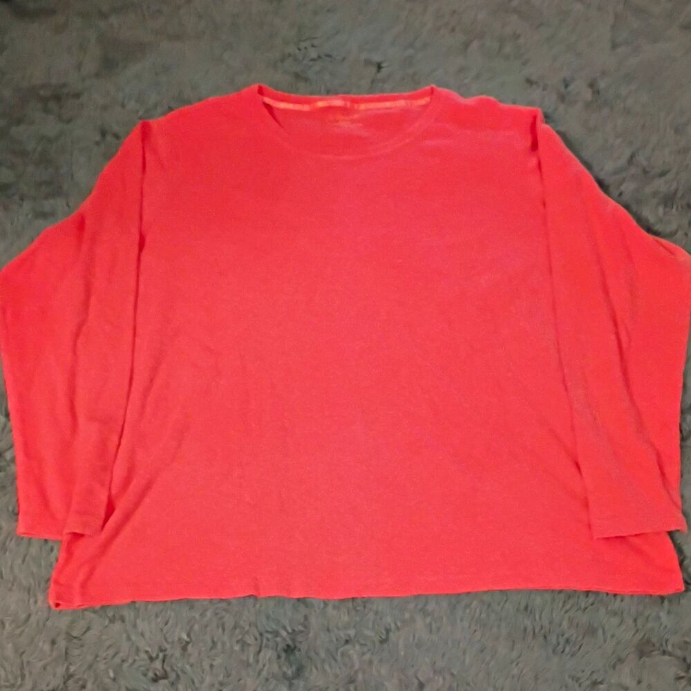 St John Bay Solid 100% Cotton Knit Long Sleeve Crew Neck T-Shirt Women Plus 2X